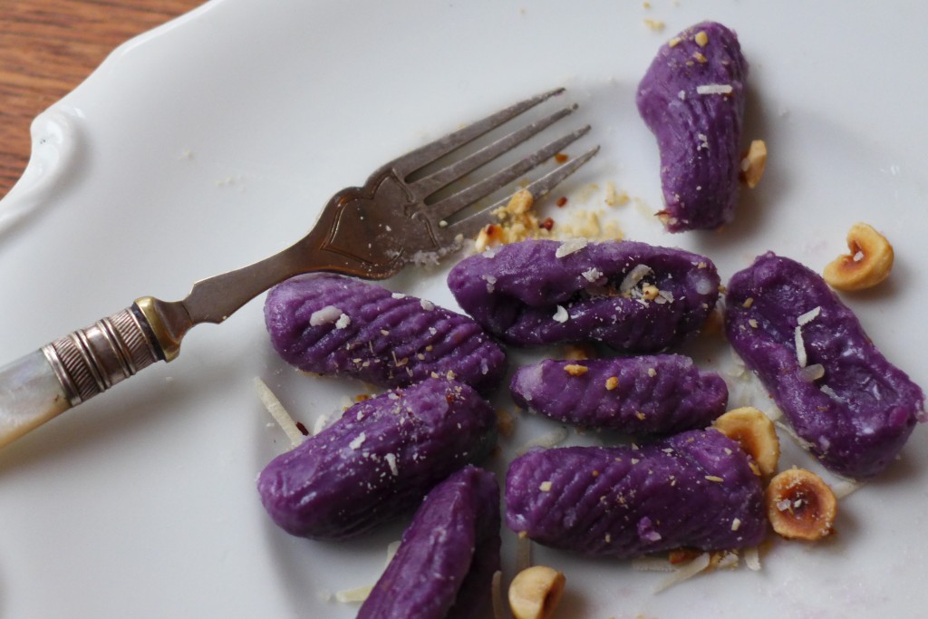 Purple Sweet Potato Gnocchi with Hazelnut Butter, at http://zesterdaily.com/cooking/sweet-potato-gnocchi-gives-italian-tradition-twist/ | Photo: Nathan Hoyt