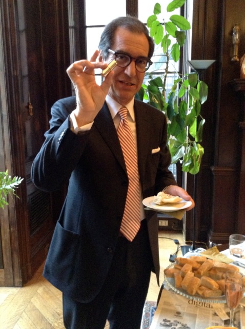 The charming Trade Commissioner Pier Paolo Celeste with his silver vial of peperoncino. | Photo: Julia della Croce